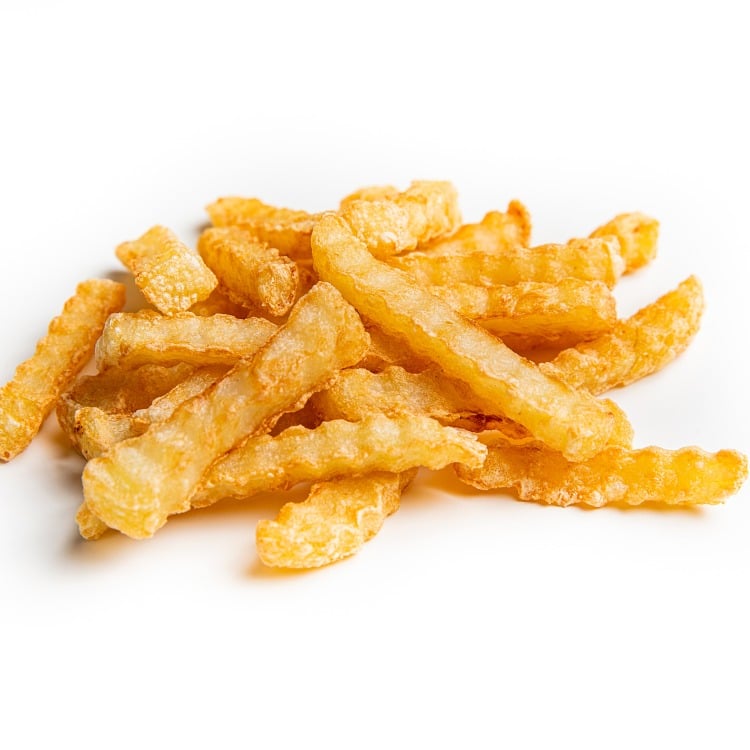 Produkt nærbilde: Fast frites med riflekutt, i porsjonsskål.